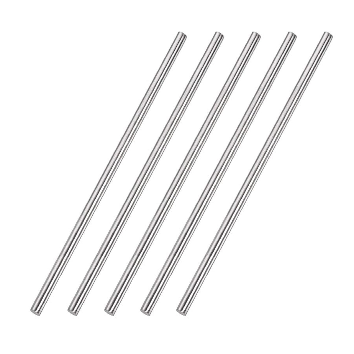 TA-VIGOR 5Pcs 4mm x 150mm Stainless Steel Round Rods, Metal Solid Round Shaft Rods Lathe Bar Stock for DIY Crafts Car Helicopter Airplane Model