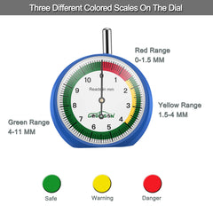 GODESON Tyre Tread Depth Gauge UK in MM,Dial Tyre Depth Gauge UK, Professional Tyre Gauge for Motorcycle, Car,Truck and Bus