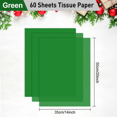 NEBURORA Green Tissue Paper for Gift Bags 60 Sheets Green Wrapping Tissue Paper Bulk 14 X 20 Inch Christmas Green Packaging Paper for Gift Wrap Filler Flower Crafts Birthday Wedding St Patricks Decor