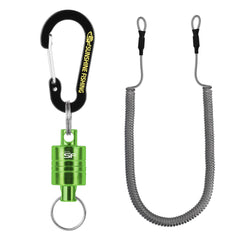 SF Strongest Magnetic Release Holder with Coiled Lanyard Carabiner - Green