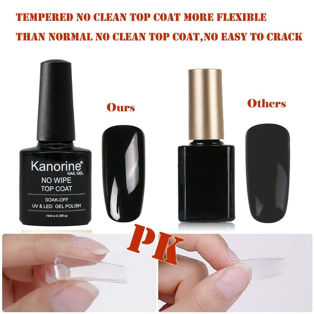 Kanorine Glossy Top Coat Gel Nail Polish UV LED Soak-Off No Wipe Lacquer Manicure Nail Sarlon Art (Gloss Top Coat)