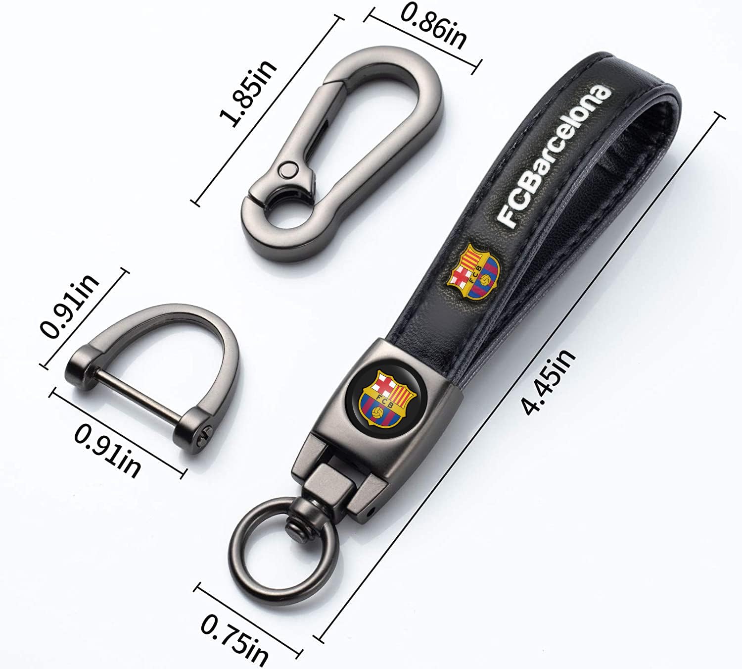 Zomanon Barcelona Car Keychain Keyring for Barcelona Fans,FC Barcelona Car Key Chain Replacement Key Fob Holder,Leather Car Key Lanyard Car Key Hanger,Souvenir/Gifts for Football Fans