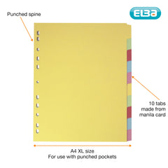 Elba A4and (Extra Wide), 10 Part Card File Dividers, Assorted, 5 Packs of 10