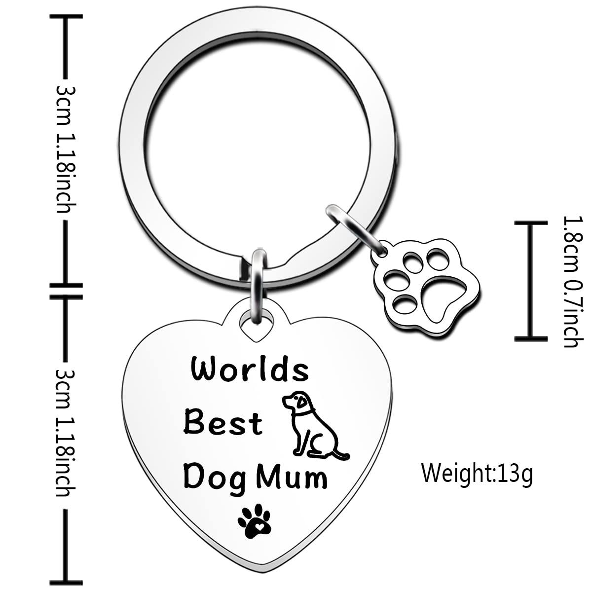 JETTOP Dog Mum Gifts Keyring- Dog Mum Birthday Gifts Gifts for New Puppy Mum Dog Mummy Christmas Mothers Day Present Worlds Best Dog Mum