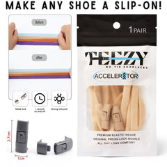 TEEZY No Tie Shoe Laces for Trainers   Premium Elastic Weave & Quick Lock Buckle   Flat Shoe Laces For Adults & Kids   Elastic Shoelaces Black White Laces No Tie   ACCELERATOR (Sky Blue)