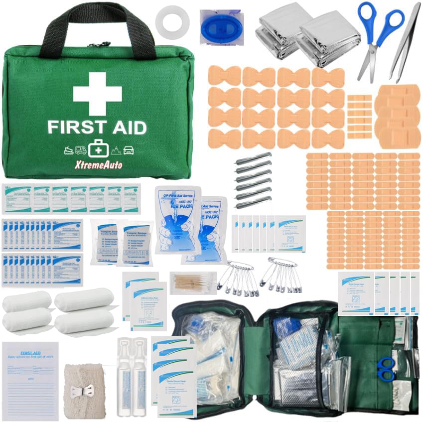 Xtremeauto 220 Piece Premium First Aid Kit - Jumbo First-Aid Kit Includes Eyewash, X2 Ice Packs, Emergency Medical Kits with Plasters & Essentials for Home, Office, Car, Sports, Camping, Business