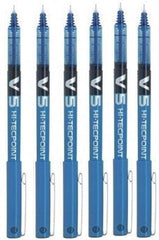 Pilot BX V5 Hi-Tecpoint Rollerball Pen - Extra Fine 0.5mm Tip 0.3mm Line - Blue (Pack of 6)