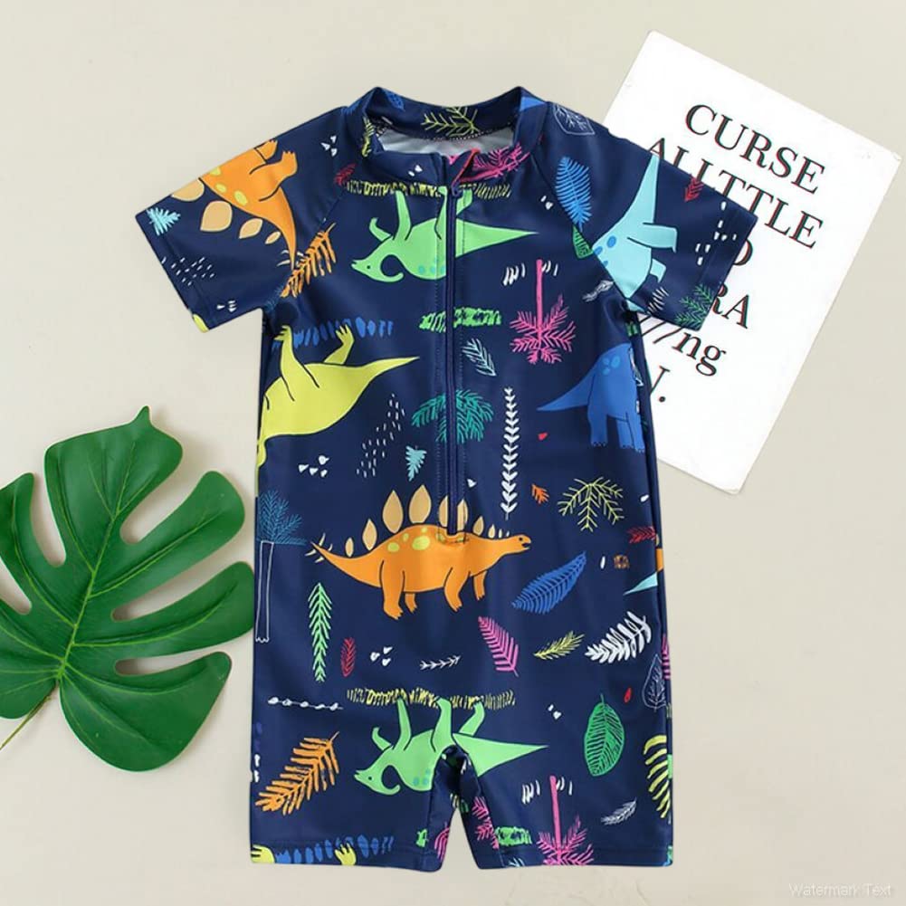 PythJooh Baby Boy Swimsuit Zipper Rash Guard One Piece Beach Swimwear Shark Print Shorts Swimming Outfits 0-5Years