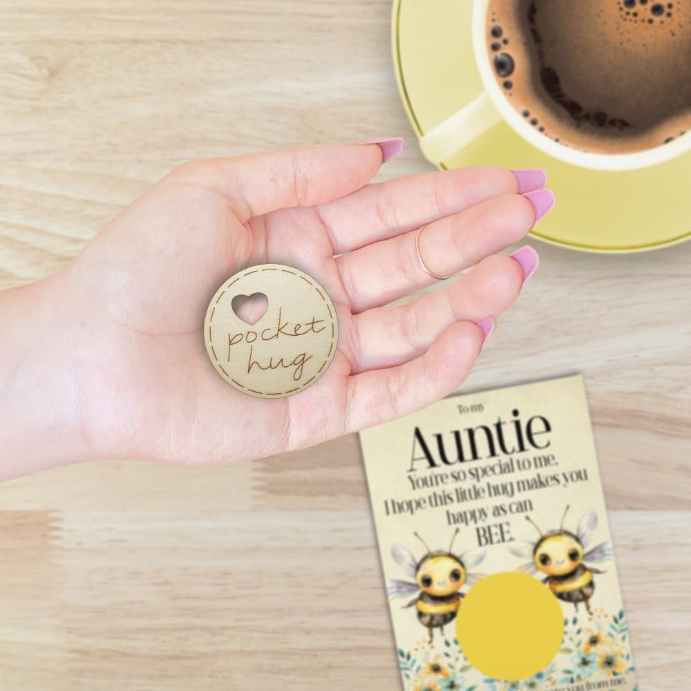 Maise & Rose A Little pocket Hug Token For Auntie   Birthday Gift For Auntie   Thinking Of You Hug Gift   Cheer Up Gift   Bumble Bee Auntie Pocket Hug Token   BTKA