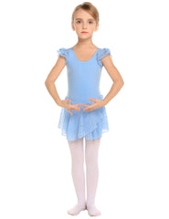 trudge Girls Ballet Dress Ruffle Sleeve Ballet Outfit Ballet Leotard Costume Dancewear with Chiffon Skirt Blue /120