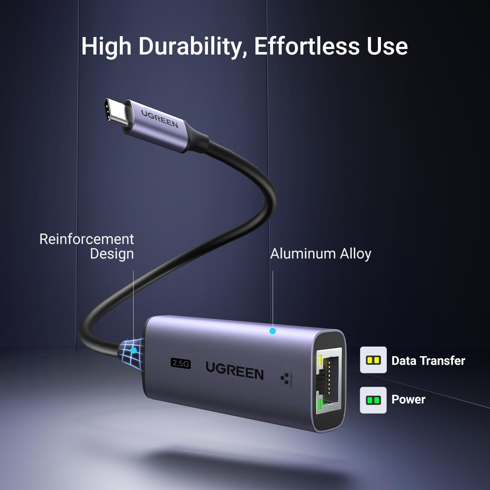 UGREEN USB C Ethernet Adapter, 2.5Gbps High Speed to USB C Network Adapter, Aluminum Portable RJ45 Gigabit LAN Adaptor, Compatible with Windows 7/8/10/11, MacOS, Linux, Tablet, iPad, iPhone 15 Pro