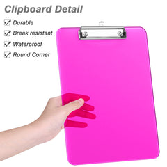 Hnogri Plastic Clipboards, Red Clipboard Standard A4 Letter Size Clipboards for Students, Office Supply, Clip Board with Low Profile Clip, Size 12.5 x 9 Inch(Red)