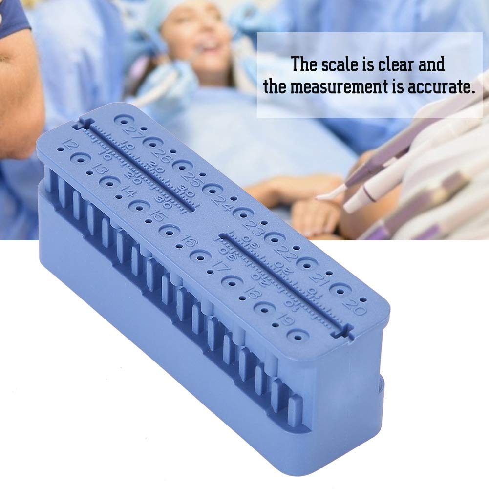 Root Canal Measuring Block, Dental Endo Block Files Measuring Tools, Double Scale Measuring Trough, High Temperature Sterilization, Endodontic Ruler Test Board(Dark Blue)