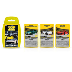 Top Trumps Supercars Classic Card Game, learn facts about the Aston Martin DBS, McLaren Senna and Bugatti Chiron in this educational packed game, gifts and toys for boys and girls aged 6and