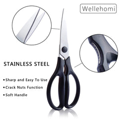 Professional Kitchen Scissors Heavy Duty Cooking Scissors Made from Stainless Steel and Light Weight Household Necessity All-Purpose Shears Sharp Blades