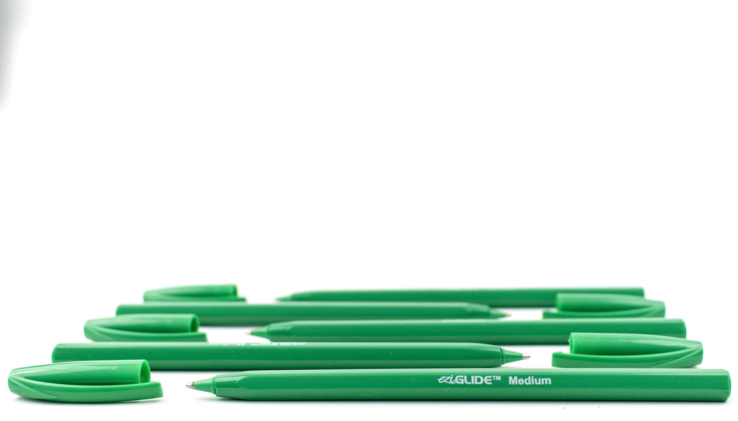 Eziglide Ballpoint Green Pen, Pack of 10 Ballpoint Pens, Smooth Writing Action-Medium Point 1.0mm Coloured Pens Multipack - Ball Point Pens Ideal Pens for School, Home or Work Stationery Supplies