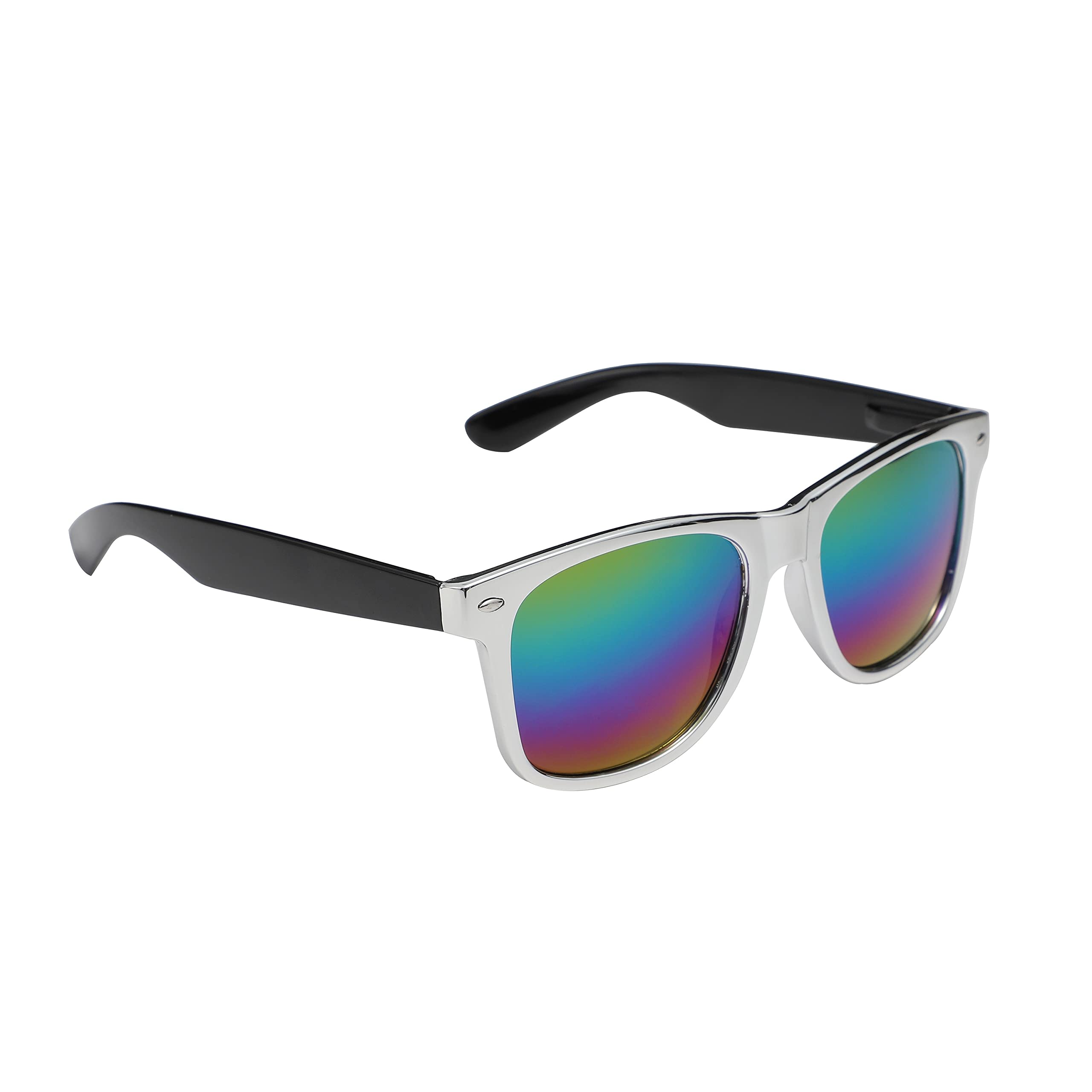 Komonee Chrome Drifter Sunglasses With Rainbow Lens Classic Style Retro Sun Shades Eye Glasses UV400 Protection Unisex For Men Golf Cycling Sports Fishing Travel