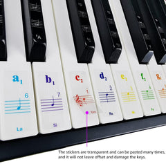 Imelod Keyboard or Piano Stickers for 49/61/76/88 Key,Piano and Keyboard Music Note Full Set Stickers for White and Black Keys, Transparent and Removable,Perfect for Kids and Beginners(Colorful)