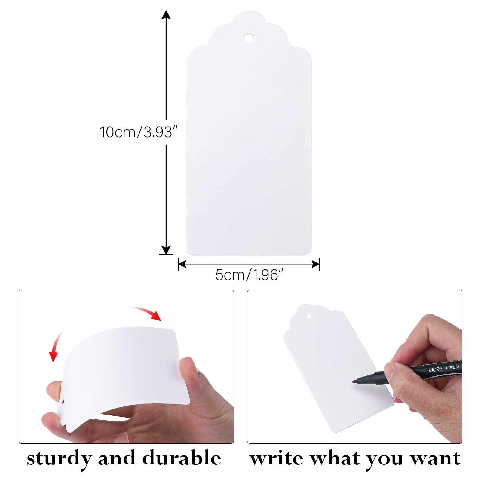 G2PLUS White Gift Tags with Heart, 100PCS Blank Paper Tags with String, 4.5x9.5CM Large Gift Labels for Wedding Favors, Craft Paper Tags for Presents, 300g/m²