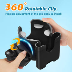 Guiseapue 2 Packs Pram Cup Holder,Universal Drink Holder with Phone Holder for Baby Stroller, Wheelchair, Walker, Bike, Scooter