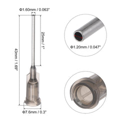 sourcing map Industrial Blunt Tip Dispensing Needle with Luer Lock for Liquid Glue Gun, 16G 1 inches, 20 Pcs (Gray)