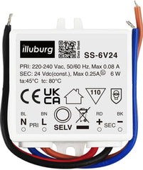 illuburg LED Driver 24V Constant Voltage 6W Flickerfree for LED Strip Lamp LED Power Supply Transformer