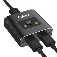 Fokky HDMI Splitter 4K@60Hz, Bidirectional HDMI Switch, Aluminum HDMI Splitter 2 in 1 out / 1 In 2 out, HDMI Splitter for dual monitors, Support 3D 1080P, suit for Xbox,PS5/4,DVD,【CABLE NOT INCLUDE】