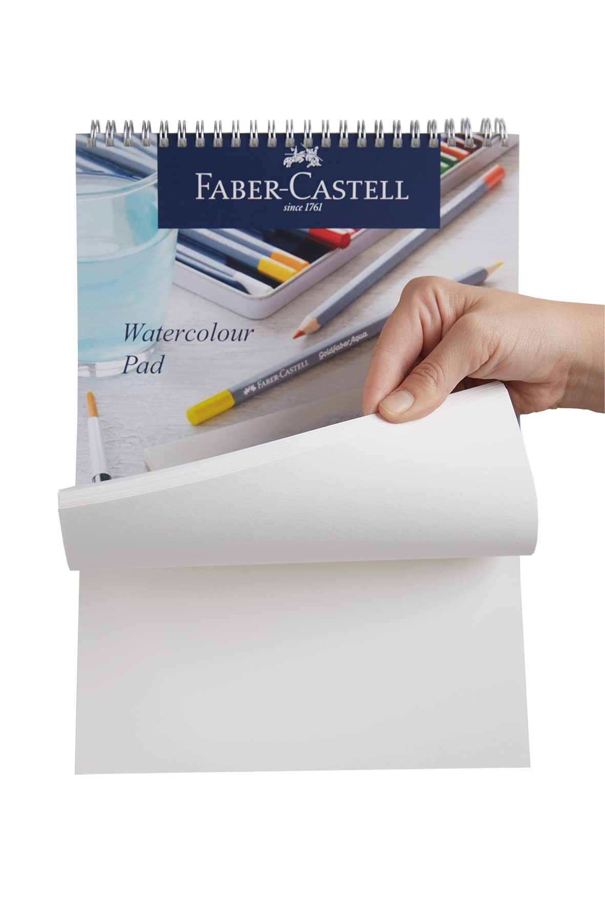 Faber-Castell Creative Studio Watercolour Pad, A4, Acid Free Spiral Bound Paper, 190 GSM, 15 Sheets for Watercolour Paint, Pencils and Markers, Arts, Craft, Home and School