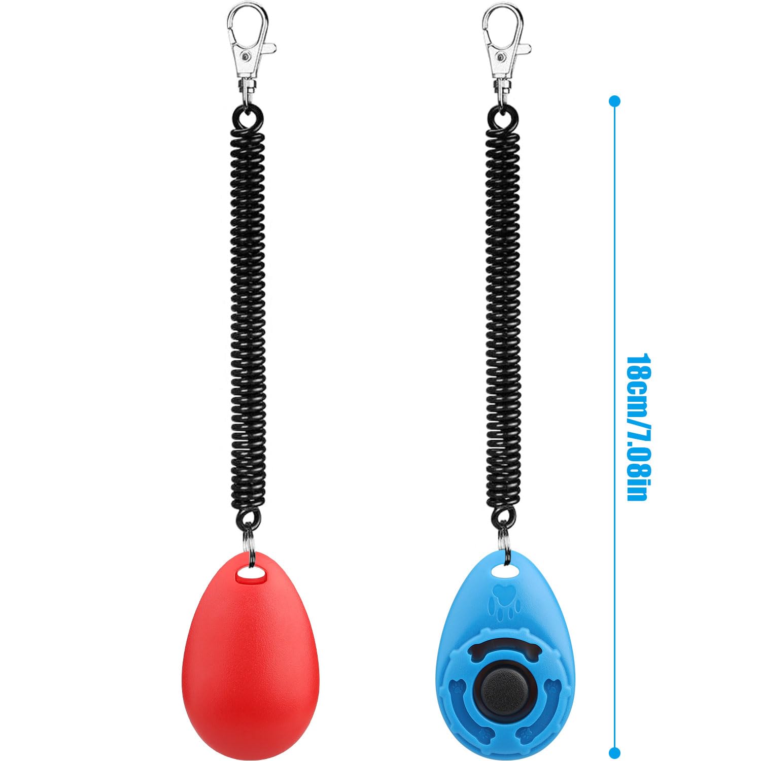 Diyife Dog Clicker, [2 PCS,Blue&Red] Pet Training Clicker with Wrist Strap for Dog Cat Horse