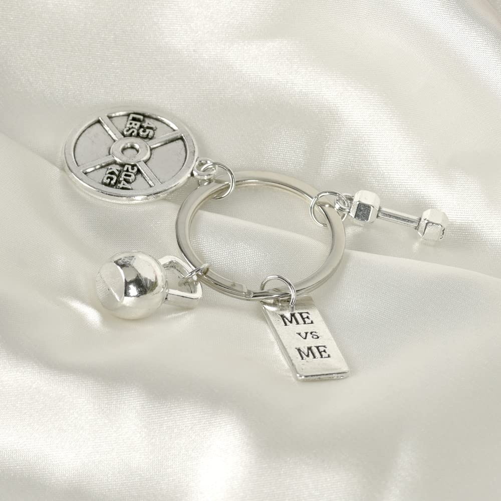 ShiQiao Spl Fitness Keychains with Quotes Weight Plate Dumbbell Kettlebell Charms Keyring