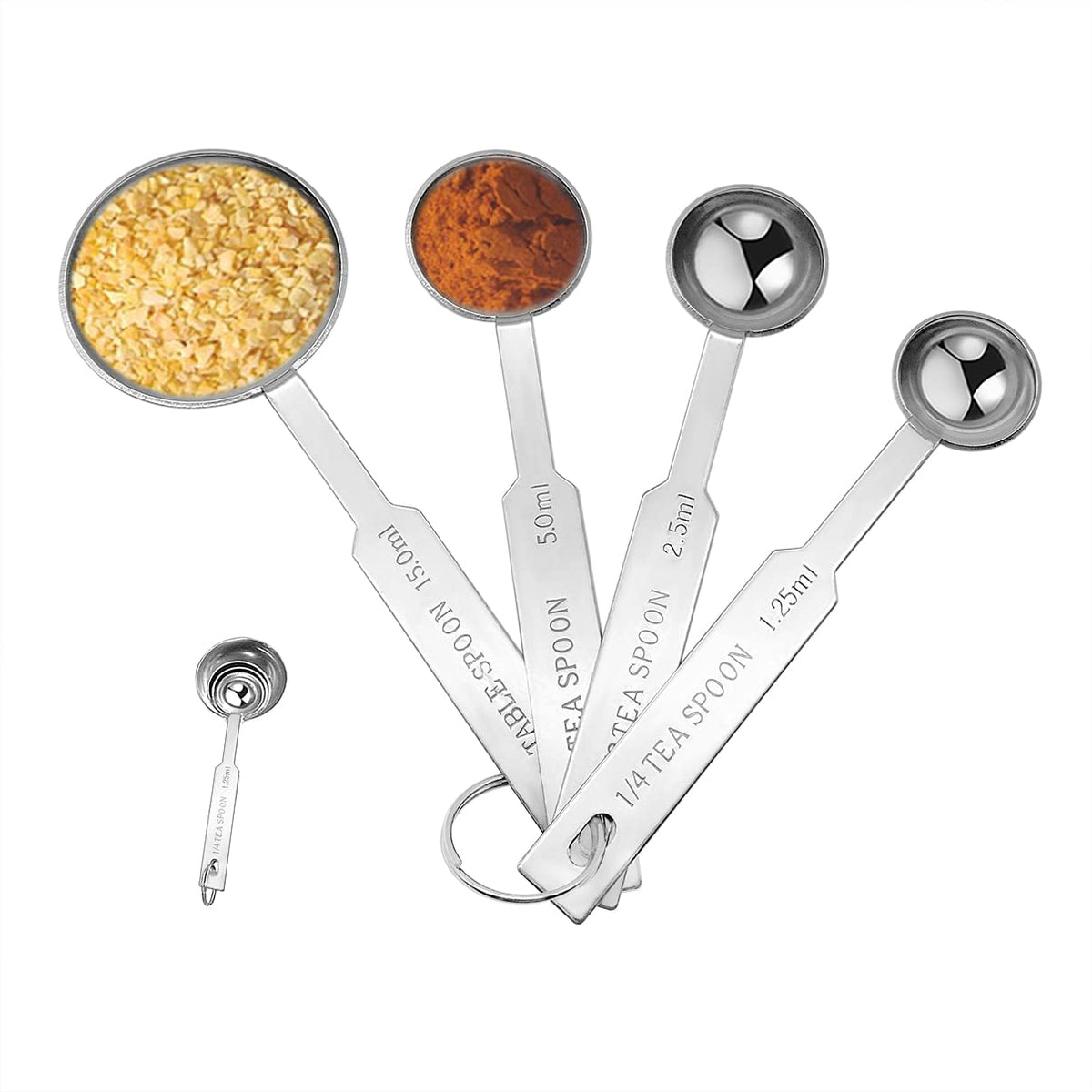 Stainless Steel Measuring Spoons Sets,4 Pieces Metal Measure Spoon for Baking, Measuring Tools, Cooking, Cups (Four - 4 Pcs)