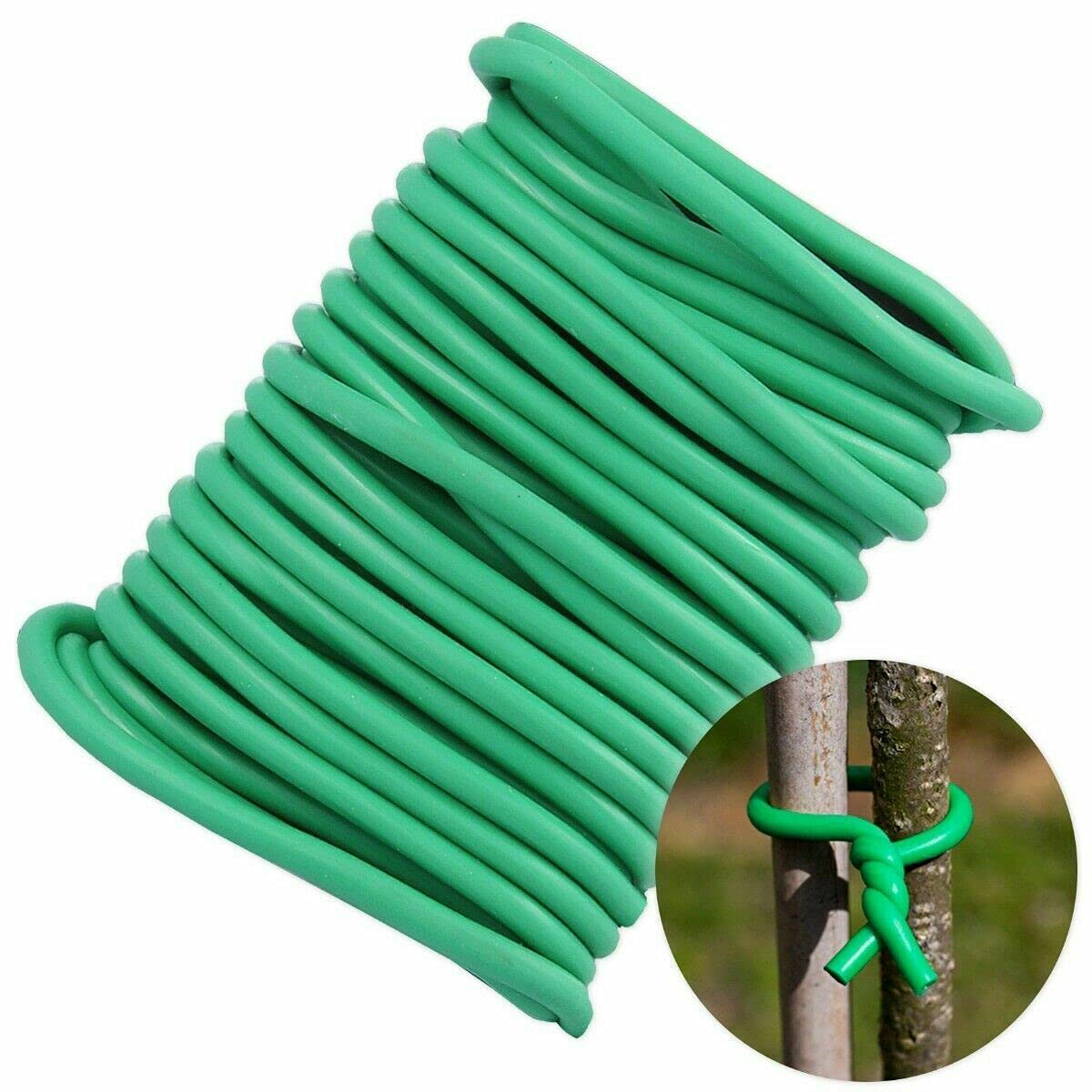 5.5m Soft Twist Ties for Plant Support, Reusable Weatherproof Long Thick Green Rubberised Wire for Gardening, Climbing Plants, Tomato, Vines, Shrubs and Flowers (5.5m Soft Twist Plant Tie)