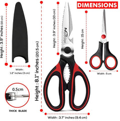 Magnificent Kitchen Scissor, Heavy Duty Scissors For Kitchen Use With Safety Cover & Extra Gift, Soft Grip & Multi-Functional Utility Scissors, Shears For Meat Poultry Herbs Cutting, Bottle Jar Opener