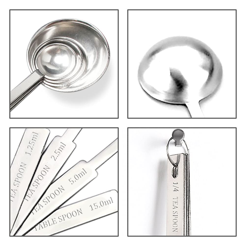 Stainless Steel Measuring Spoons Sets,4 Pieces Metal Measure Spoon for Baking, Measuring Tools, Cooking, Cups (Four - 4 Pcs)