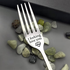 Forking Love You Funny Engraved Forks, Stainless Steel Engraved Fork, Personalized Letter Dinner Fork-I Forking Love You, Unique Carving Fork Best Gifts for Christmas Valentine's Day A3ANCZ (1)