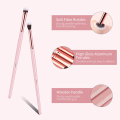 MSQ 4pcs Pink Eye Shadow Makeup Brush Set Pro Eye Contour Kit with Soft Synthetic Hairs for Eyeshadow Eyebrow Makeup Cream Powder Highlighter Brush