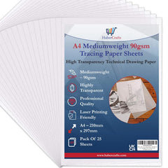 A4 90gsm Tracing Paper Sheets Printable Tracing Paper Acid Free High Transparency Technical Drawing Paper for Drawing Sketching Dressmaking 210 X 297mm (A4 Size - 90gsm Mediumweight - 100 Sheets)