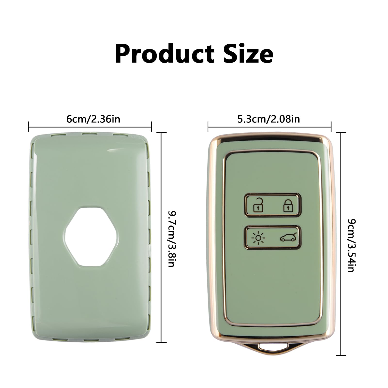 Car Key Cover for Renault, 4 Buttons Car Key Fob for Renault, TPU Cover Shell for Renault Compatible with Renault Clio Megane Koleos Kadjar Talisman Captur Espace Dacia Duster Green