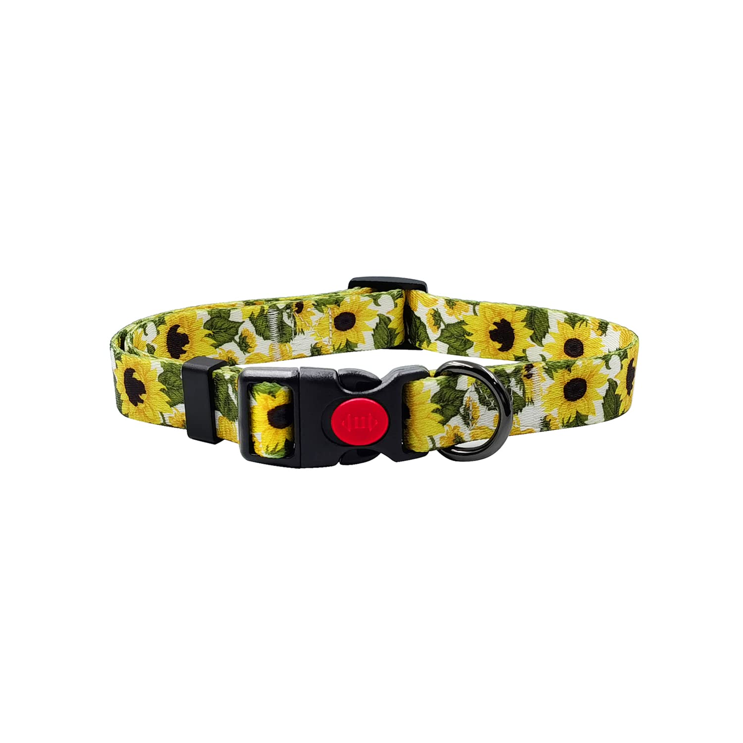 Olahibi Dog Collar Leash Set, Sunflower Pattern, Polyester Material, 150CM Leash, for Small Dog.(S, Sunflower Set)