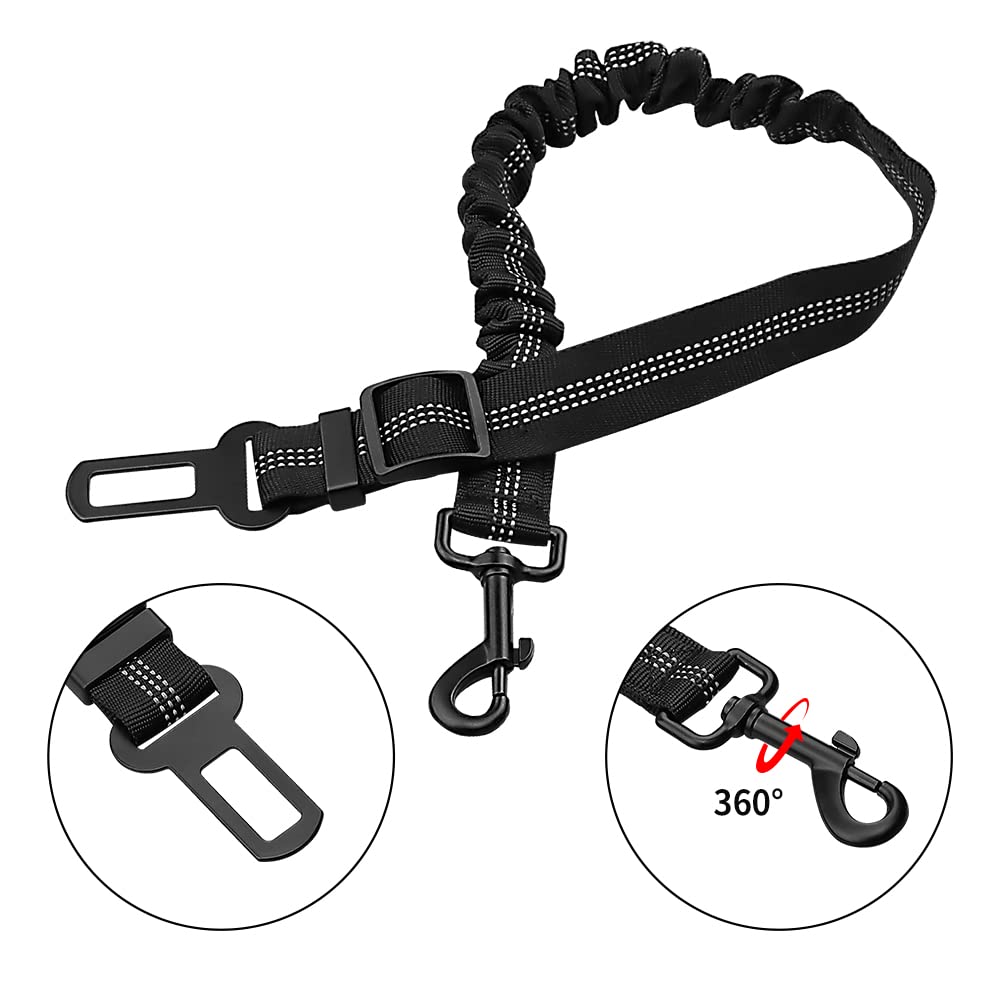 Dog Car Harness, Dogs Car Seat Belts 53cm Dog Safety Seat Belt Adjustable with Elastic and Safety Buckle of Car Travel Accessories for Pets (Black)