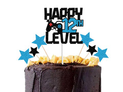 bng-bng 12 Birthday Cake Topper Glittery Happy 12th Level Birthday Cake Cupcake Toppers Boys and Girls 12th Birthday Game Theme Party Supplies Twelve Years Old Birthday Cake Decorations