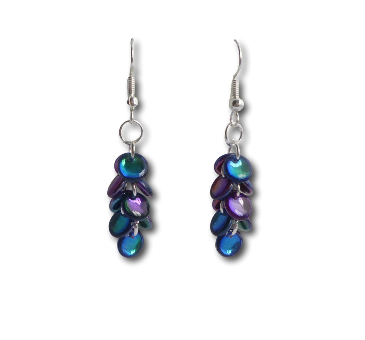 Mermaid Tail Dangle Earrings (Multicoloured, sterling-silver)