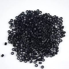 500 Pcs 5.0mm Silicone Lined Micro Rings Links Beads for Bonding Hair Extensions (Black)