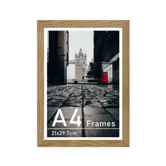 Bobeen A4 Picture Frames, Oak Photo Frame (21x29.7CM) with Wood Grain for Table Top and Wall Mounting