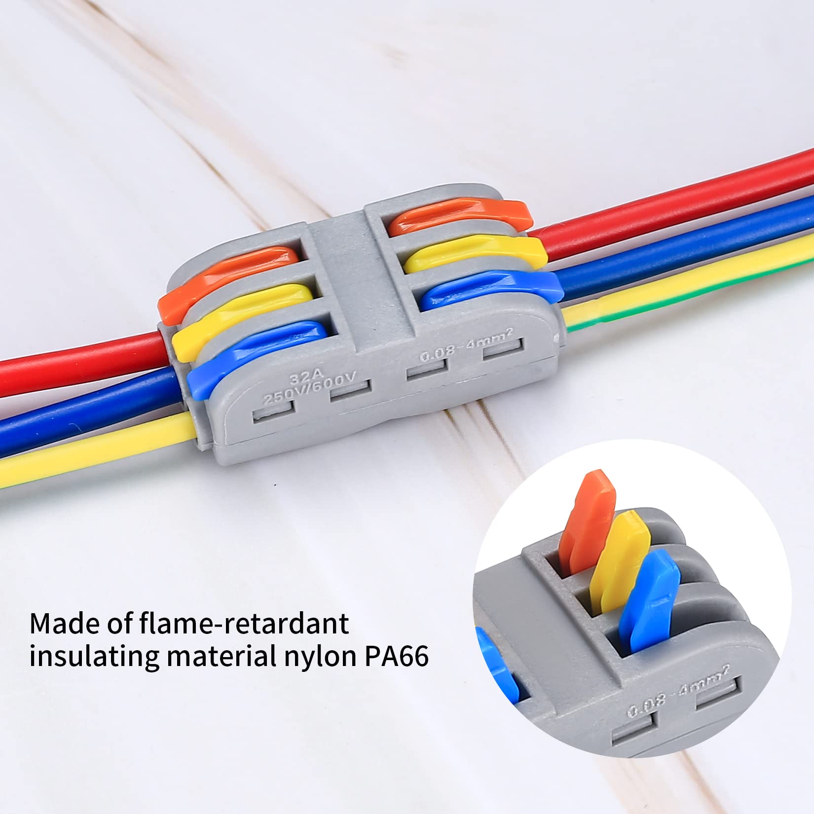 18 Pcs Lever Nut Wire Connectors, Conductor Compact Electrical Wire Cable Connectors, Quick Splicing Terminal Block Connectors, Cable Clamp Terminal Block Spring Connectors - Multicolor Lever