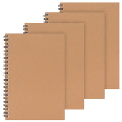 A5 Spiral Notebook,4 Pack Kraft Cover Ruled Journals Notebooks 20 x 14 cm Lined Journal Notebook 58 Sheets / 116 Pages for Student Office School Supplies Brown