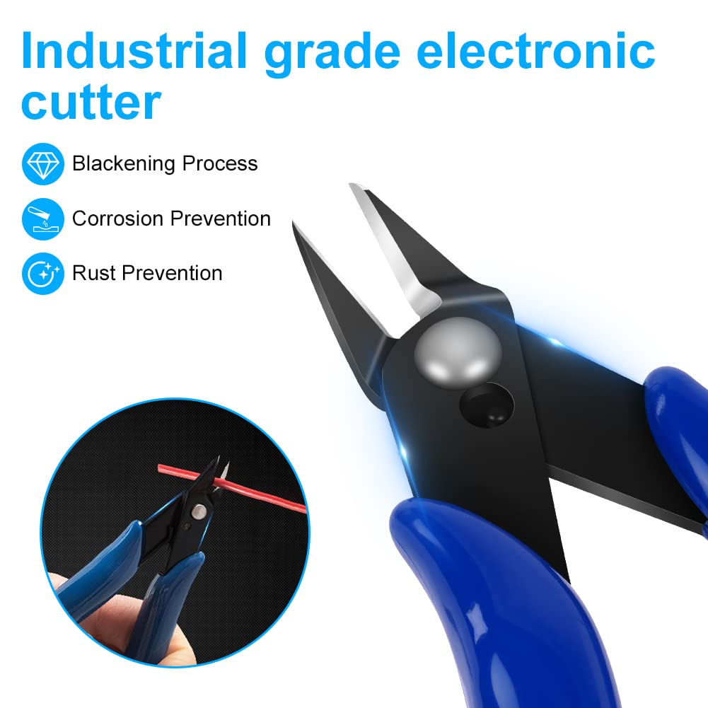 Ainiv 1PC Wire Cutter, Spring-loaded Side Cutters Flush Cutters, Diagonal Cutters Precision Side Cutters, Diagonal Cutting Pliers in CRV Steel, Heavy Duty Cutting Pliers for Electrical, Homes