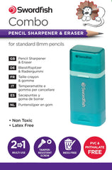 Swordfish Combo Pencil Sharpener with Mess-Free Canister and Eraser [Pack of 1] Turquoise [40294]