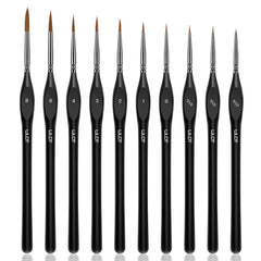 Fine Detail Brushes with Triangular Handles,10 Miniature Brush for Fine Detailing & Art Painting,Acrylic&Nail, Models,Watercolour, Miniatures,Oil, Wargaming figures.(golden maple series）