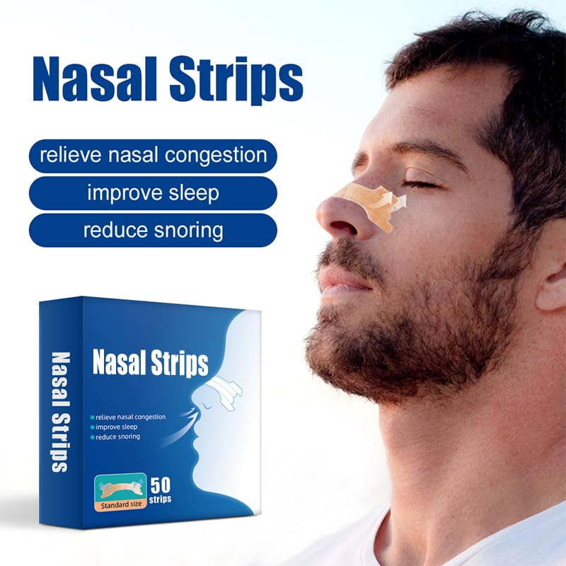 Nasal Strips 50 pieces Nose Strips Anti Snoring Devices, Relieve a blocked nose due to colds, allergies, Snore Stopper for sports and sleep, Residue-free Removable Snore Strips, Anti Snore Drug-free